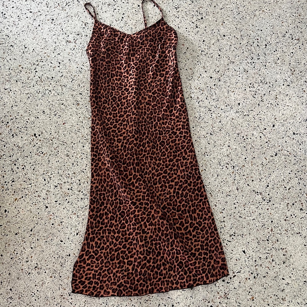 Leopard midi slip dress size m